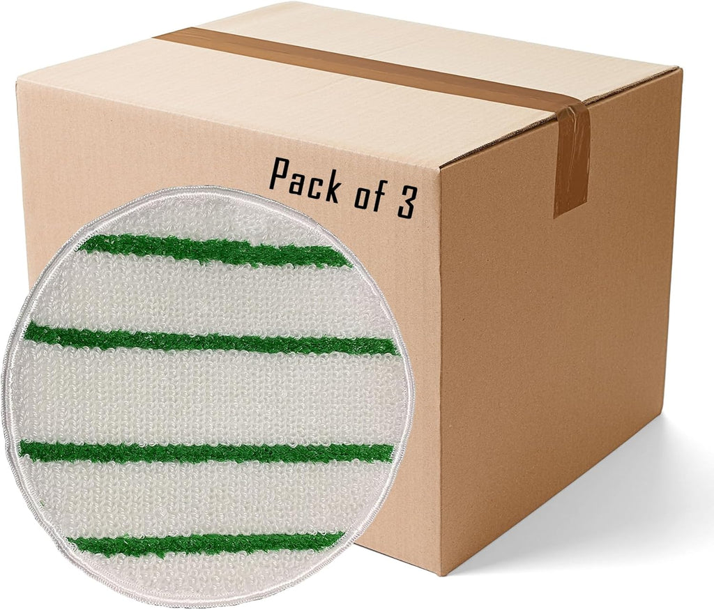Commercial grade low-profile synthetic carpet bonnet with scrubber strips - 19 Inch - 3-Pack