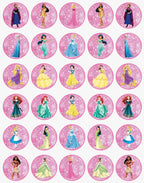 30 x Edible Cupcake Toppers Themed of Princess Collection of Edible Cake Decorations | Uncut Edible on Wafer Sheet