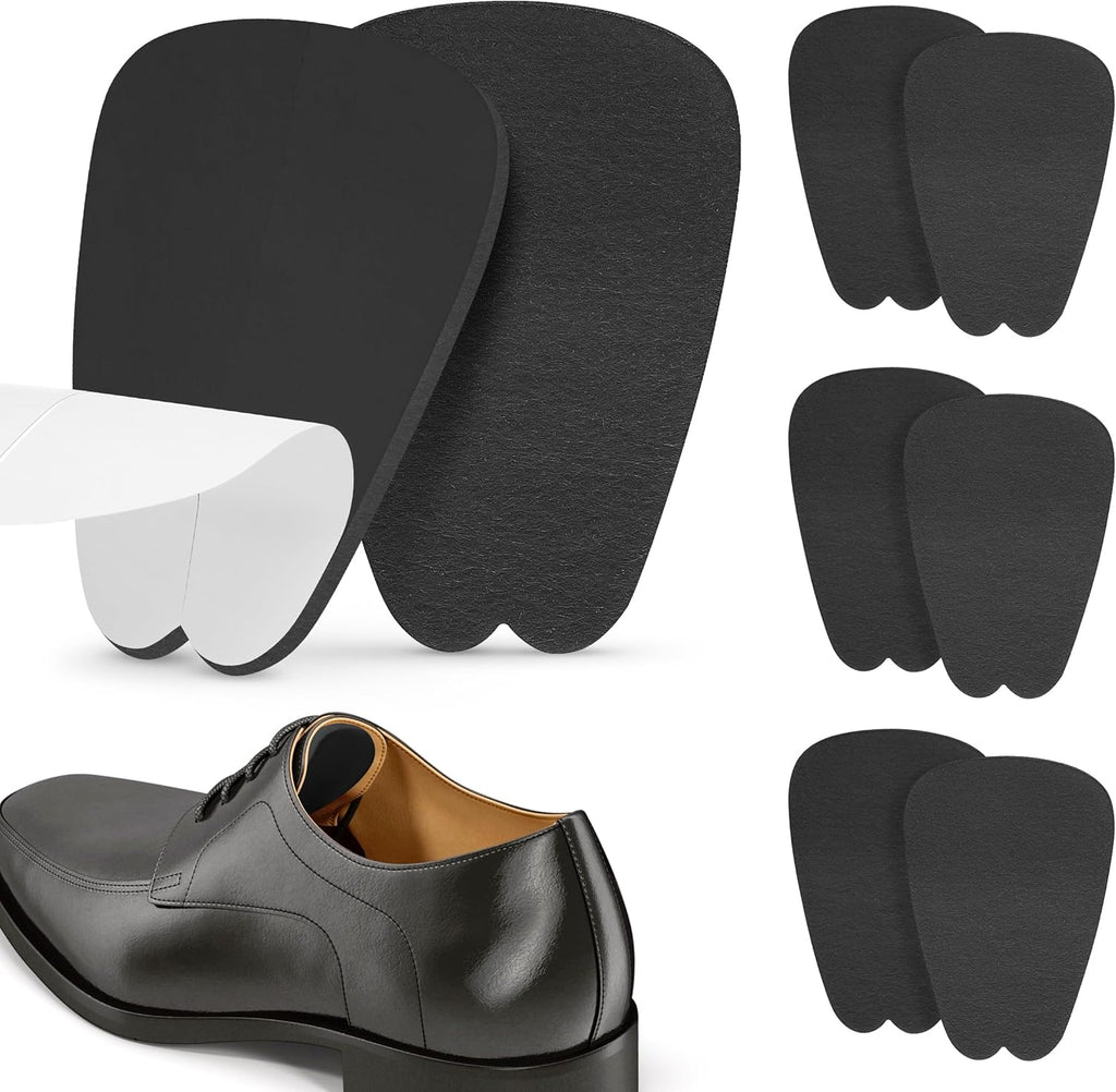 COMFWALK Felt Tongue Pads for Shoes - Soft Self-Adhesive Shoe Inserts (Black, 3 Pairs)