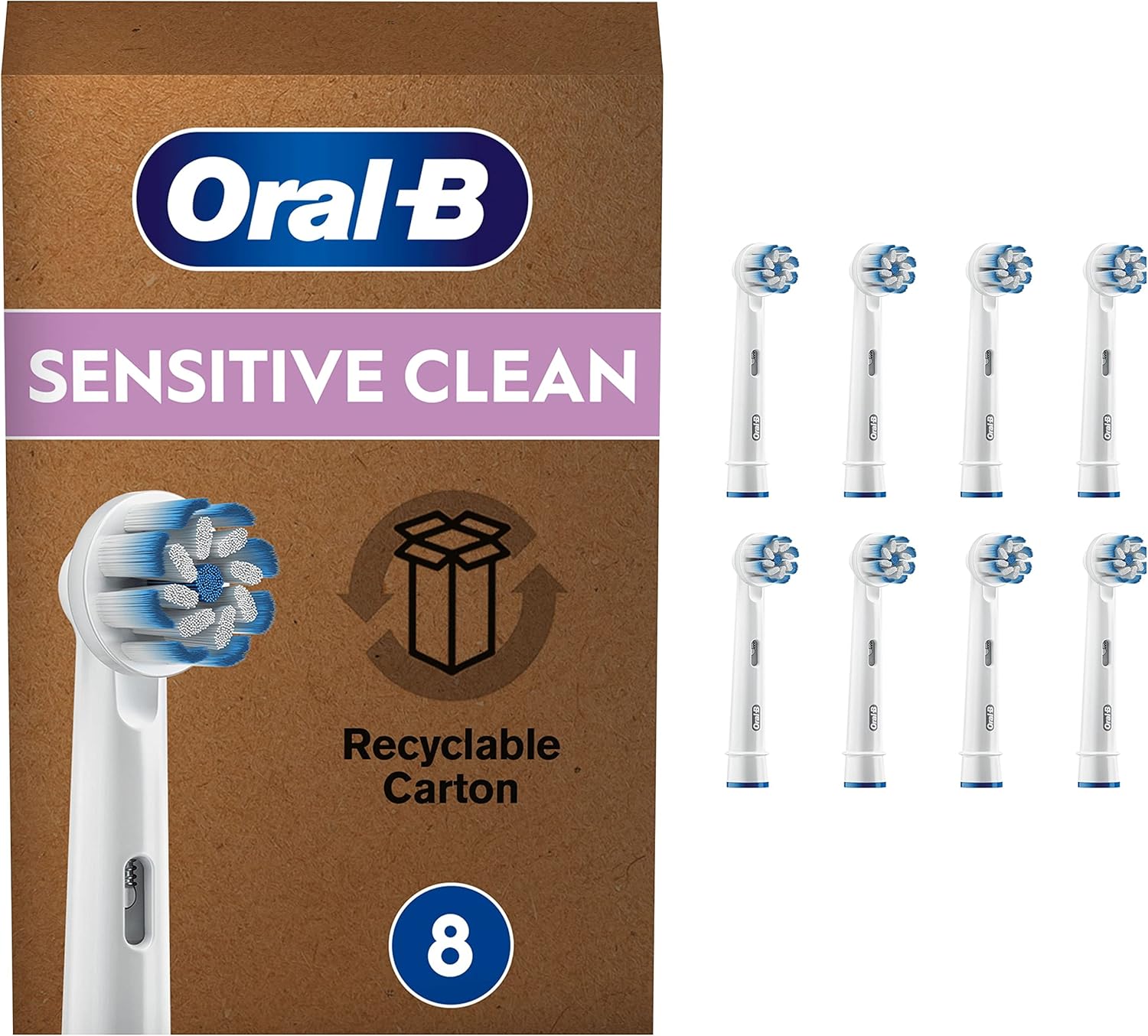 Braun Oral-B 4210201320180 Sensitive Clean Toothbrush Heads for Our Gentle Cleaning, in Letterbox Packaging Pack of 8