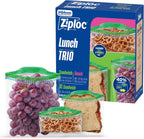 Ziploc Brand Lunch Trio Variety Pack with EasyGuide Texture, Grip ’n Seal Technology, 225 count