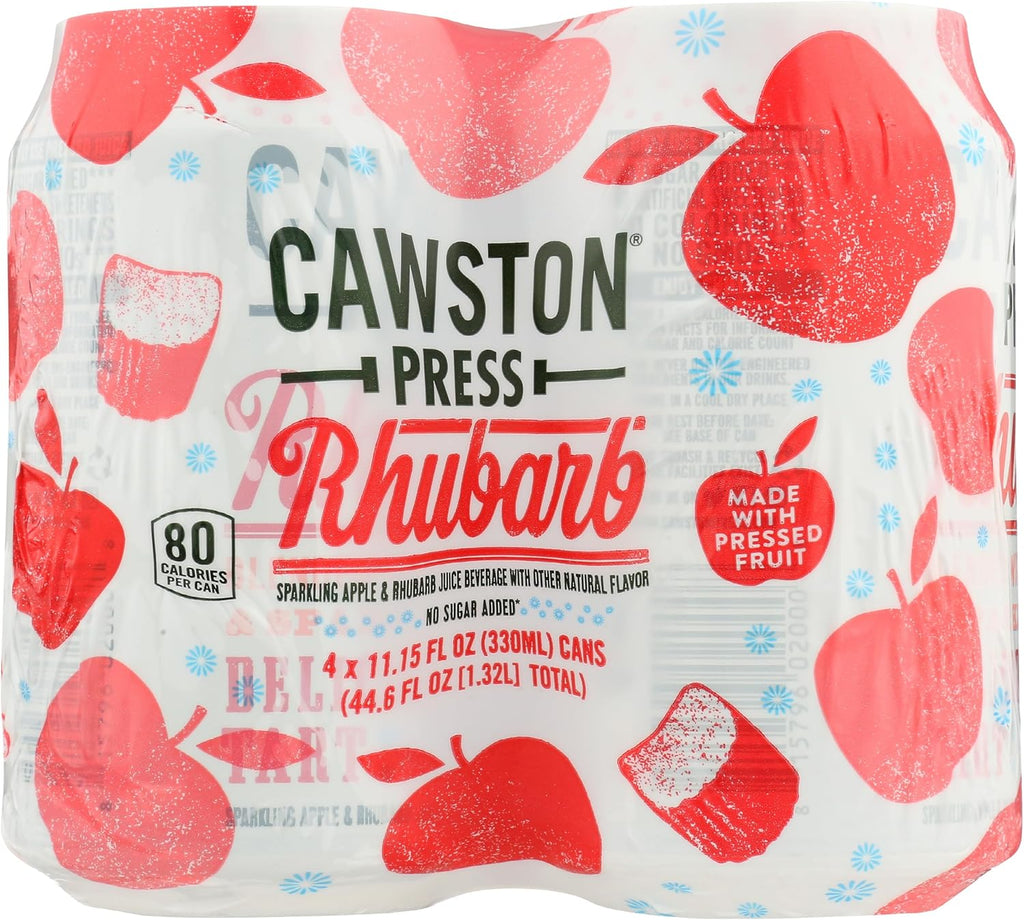 Cawston Press Sparkling Water, Rhubarb & Crisp Apple, 11 Fl Oz (Pack of 4)