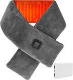 Neck Heating Pad Cordless, Rechargeable Heated Scarf with 5000mAh Power Bank, Portable Neck Warmer with 3 Heating Levels, Heating Pad for Neck Pain Relief and Stiffness, Christmas Gift, Grey