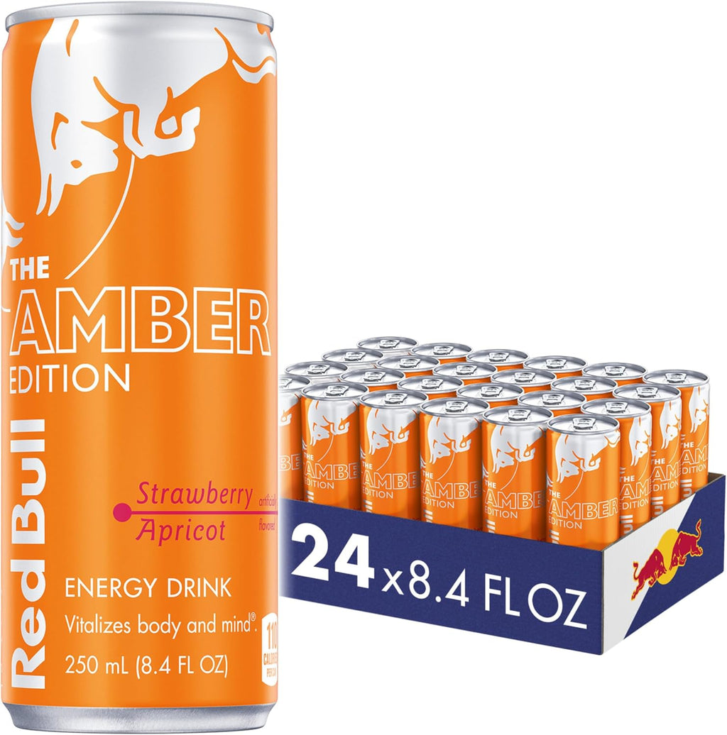 Red Bull Energy Drink, Amber Edition Strawberry Apricot, 8.4 fl oz (24 Pack)
