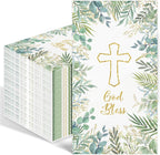 100PCS Greenery Religious Paper Napkins 3 Ply Blessed Cross Disposable Hand Towels for Bathroom Decorative Eucalyptus Guest Napkins for First Communion Holy Baptism Wedding Religious Spring Party