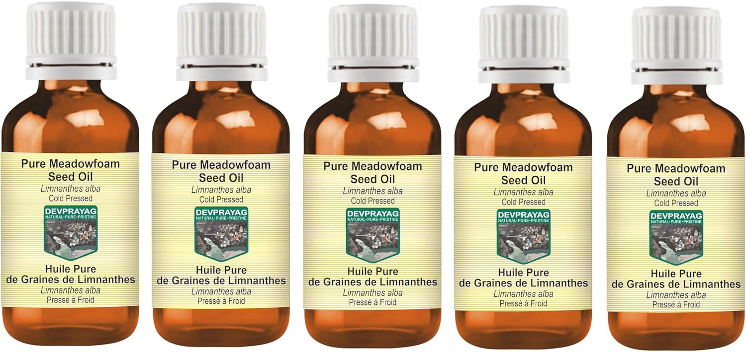 Pure Meadowfoam Seed Oil (Limnanthes alba) Cold Pressed (Pack of five) 100ml X 5 (16.9 oz)