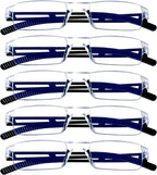VisionGlobal 5 Pairs Reading Glasses, Blue Light Blocking Glasses, Computer Reading Glasses for Women and Men, Fashion Square Eyewear Frame (Black,+2.50 Magnification)