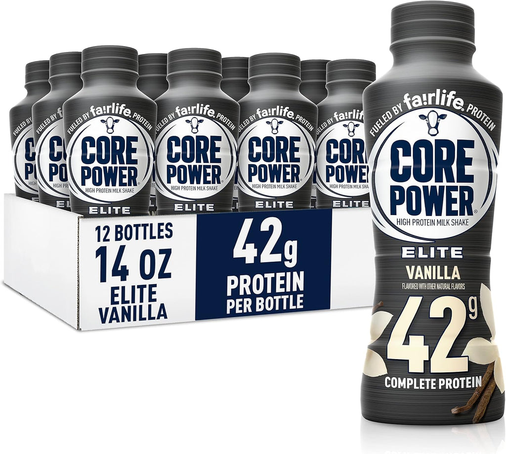 Core Power Elite High Protein Shake, Vanilla, 42g Bottle, 14oz, 12 Pack