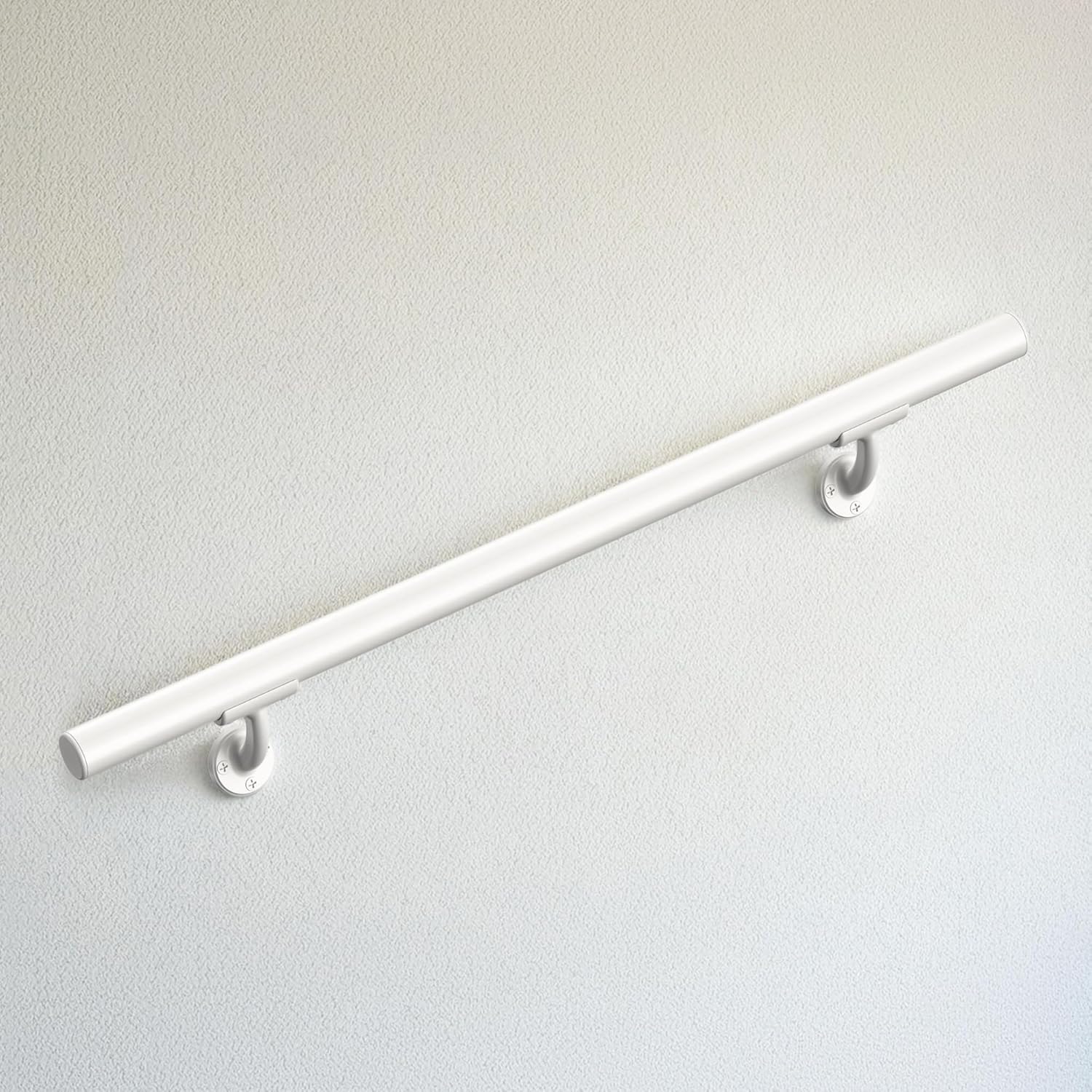 Meranti Aluminum Handrail for Indoor or Outdoor Steps and Stairs – Hand Rails for Elderly – DIY Complete Stair Railing Kit (AHR, Glossy White, 3' Length)