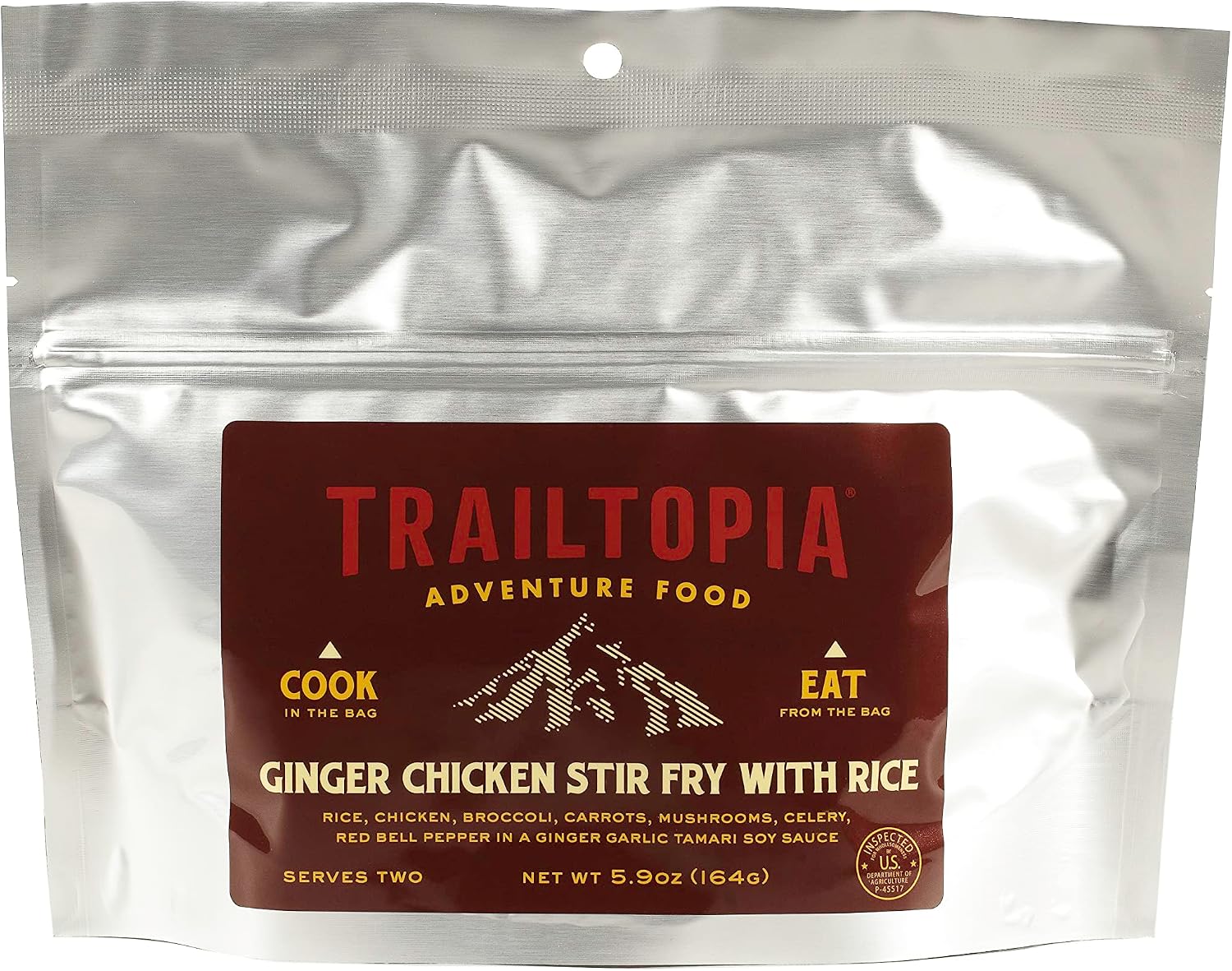 Trailtopia Hearty Ginger Chicken Stir Fry- Freeze Dried Hiking Dinner | Delicious Taste | Quick & Easy Prep | Lightweight | Perfect for Camping & Backpacking | High Energy Meals for Outdoor Adventures