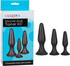 CalExotics Silicone Anal Trainer Kit - 3 Piece Butt Plug Set With Suction Cup - Waterproof Fetish Sex Toys for Couples - Black