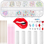 Sosation 377 Pieces Tooth Gem Kit for Women DIY Fashionable Tooth Jewelry Kit Artificial Crystal Reflective Teeth Gems Starter Set Gift for Christmas Teeth Party Decorations Bright Style
