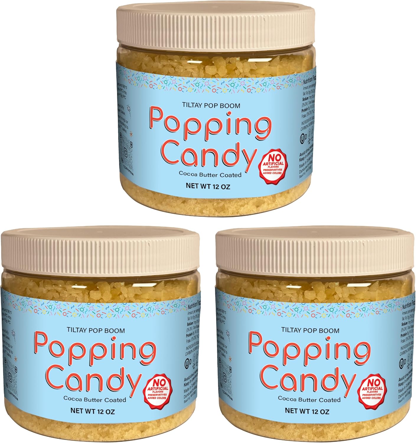 Popping Candy Bulk 12 oz. Jar, OU-D Kosher Certified, Non-GMO [3 Pack]