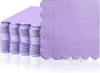 Fuutreo 100 Pcs Scalloped Cocktail Napkins Thick Paper Disposable Party Napkins Beverage Tissue for Wedding Dinner Birthday Supplies, 5 x 5 Inches(Purple)