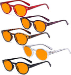 Eyekepper 4-Pack Retro Key Hole Oval Round Spring-Hinges Reading Glasses