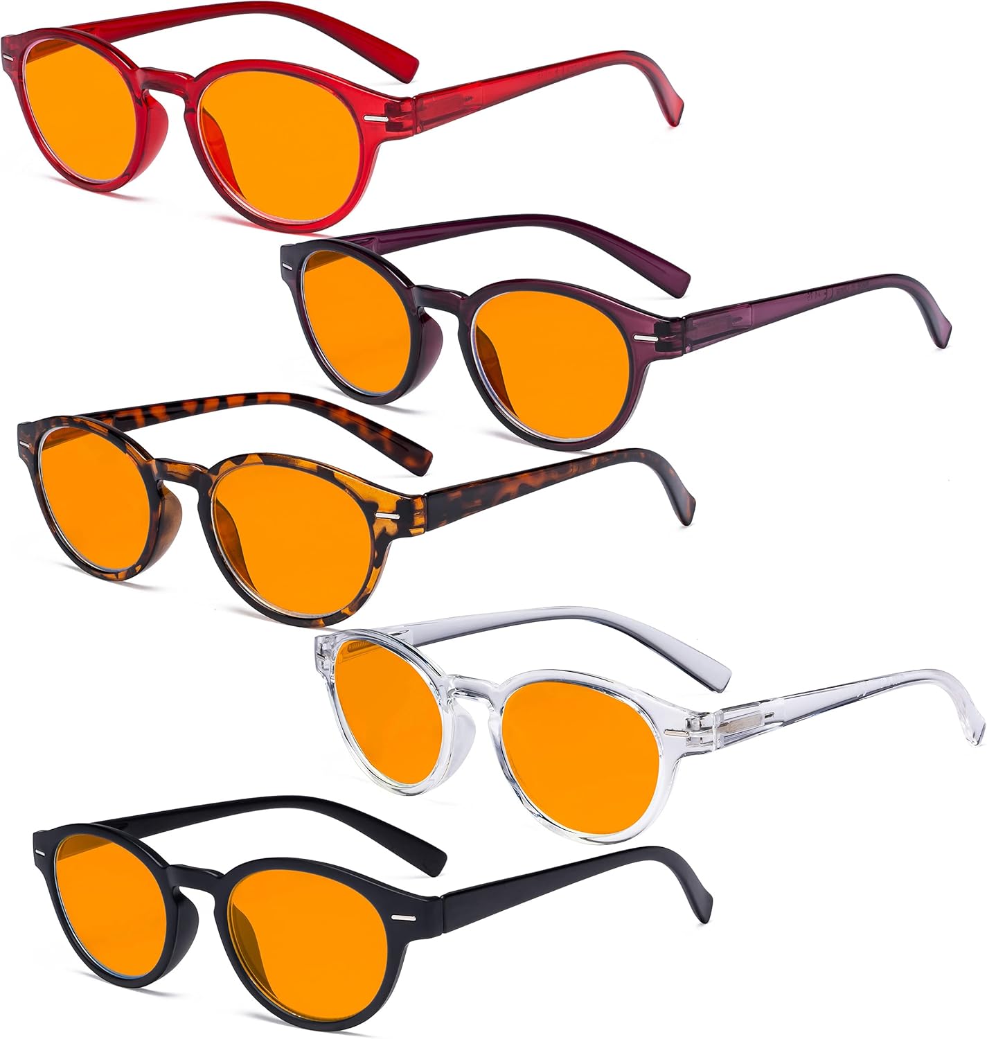 Eyekepper 4-Pack Retro Key Hole Oval Round Spring-Hinges Reading Glasses