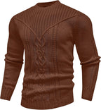 SAVKOOV Men's Pullover Long Sleeve Crewneck Knitted Sweater
