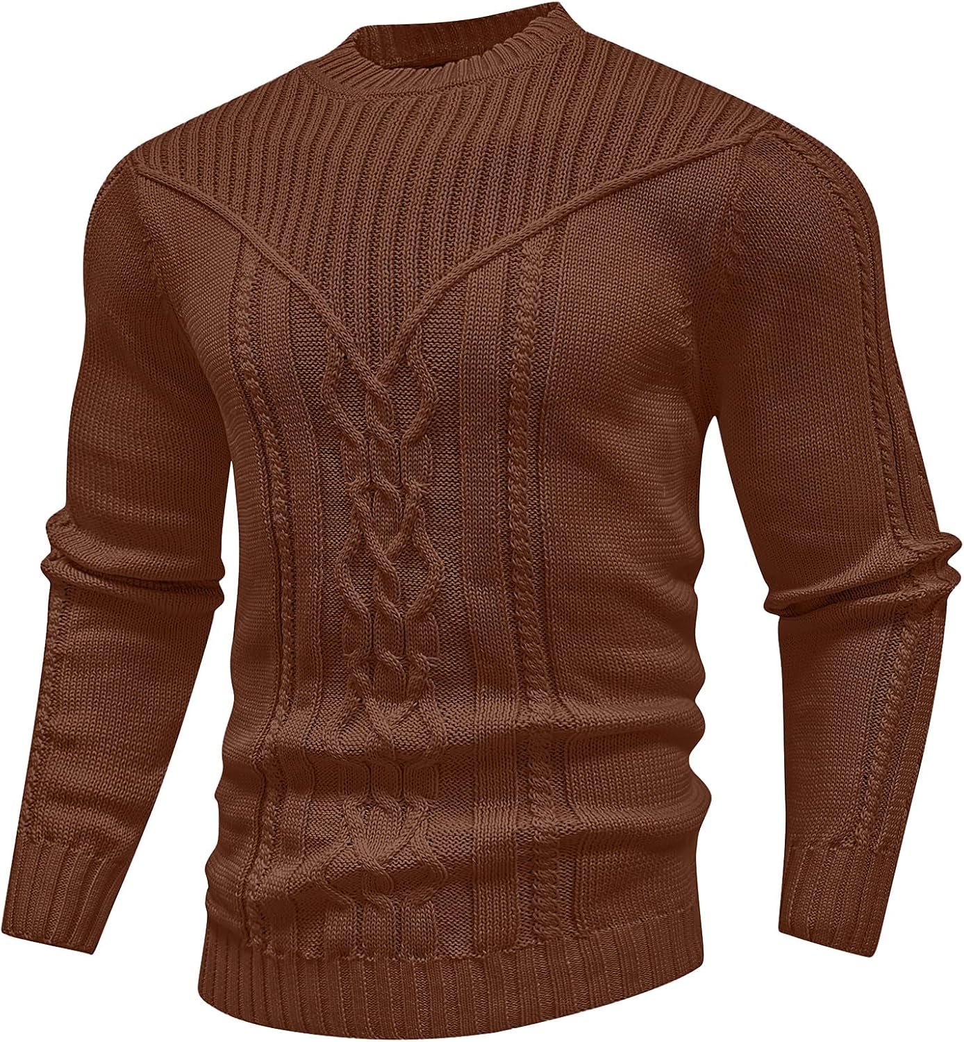 SAVKOOV Men's Pullover Long Sleeve Crewneck Knitted Sweater