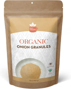 SPICY ORGANIC Onion Granules - Pure USDA Organic - Non-GMO Culinary Granulated Onion- Perfect for Use in Sauces, Soups, Salad Dressings, Condiments, Snack Foods, and Dairy Products - 16 Oz.