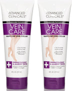 Advanced Clinicals Vein Care Leg Cream For Varicose Veins & Spider Veins, Collagen & Arnica Skin Care, 8 Fl Oz, 2-Pack