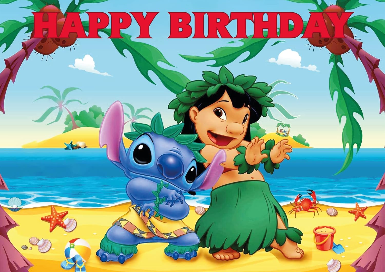 8.3 x 11.7 Inch Edible Square Cake Toppers – Lilo Kids Fun Themed Birthday Party Collection of Edible Cake Decorations
