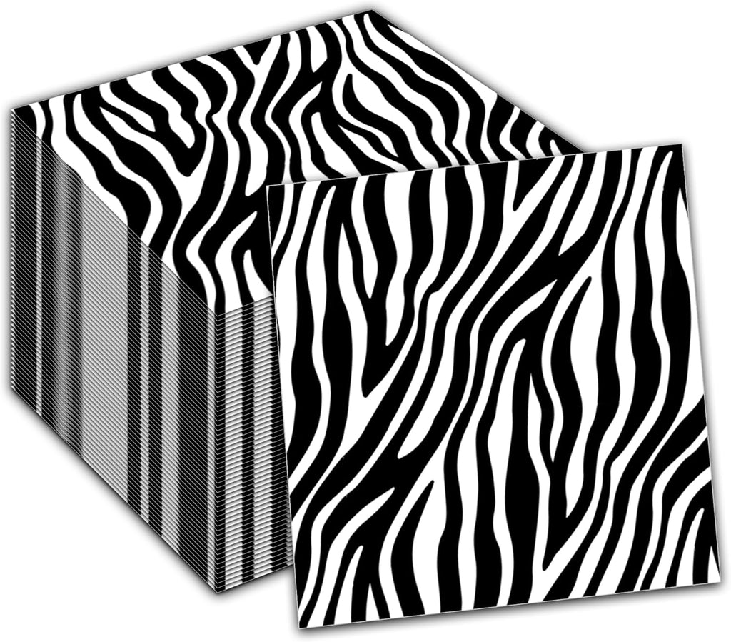 40Pcs Zebra Print Party Napkins - Jungle Animals Themed Disposable Paper Napkins for Zebra Birthday Parties, Safari Animal Celebrations, Baby Baptisms, Birthday Gatherings & More