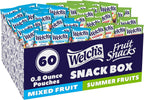 Welch's Fruit Snacks, Mixed Fruit & Summer Fruits Snack Box, Gluten Free, 0.8oz Snack Packs (Pack of 60)