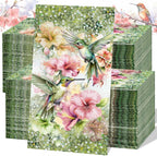 Jetec 200 Count Hummingbird Disposable Napkins Hummingbird Flower Guest Paper Hand Towels for Bathroom Kitchen Decorative Holiday Spring Party Dinner Lunch Supplies