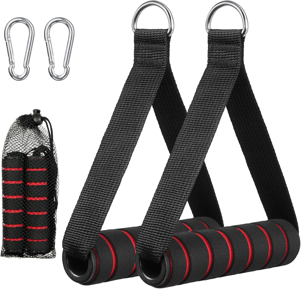 flintronic Exercise Handle, Resistance Bands Handle, Replacement Handle Attachments for Cable Machine Pulleys, Gym Handles with 2 Heavy Duty Carabiner Hooks, for Fitness Workout Gym Pilates Yoga