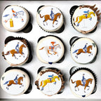 Gyufise 48Pcs Edible Horse Racing Cupcake Toppers Horse Riding Cake Decorations for Equestrian Themed Birthday Baby Shower Royal Ascot Cheltenham Festival Party Decorations