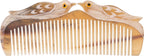 Natural Buffalo Horn Comb - Anti-Static Hair Care, Vietnamese Handmade Lovebirds Gift, Symbol of Love & Peace for Women