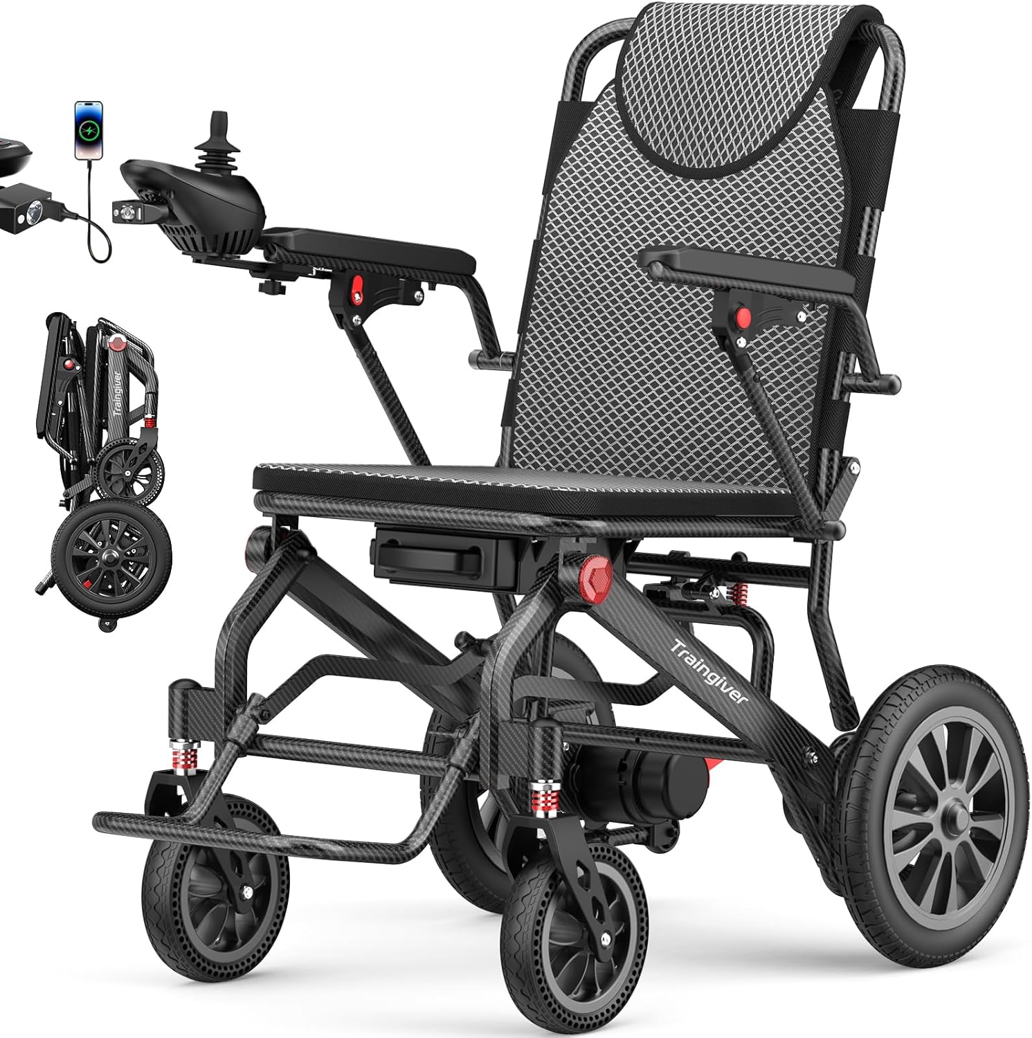 New Upgrade Electric Wheelchair for Adults, 38LBS Lightweight Foldable Motorized Wheelchair with 18+ Miles Long Travel Range, 500W Power, 350 LBS Weight Capacity, Airline Approved for Seniors