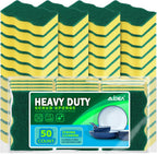AIDEA Sponges Kitchen, 50 Pack Heavy Duty Dish Sponge, Cleaning Dish Scrubber Sponge for Home and Kitchen, Stink-Free Cleaning Supplies for Pots, Pans