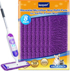 KEEPOW Reusable Power Mop Refills Pads Compatible with Swiffer PowerMop Mop - Power Mop Pads Refill - Washable Microfiber Pads for Multi-Surface Floor Cleaning, 8Pack