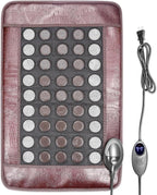 Far Infrared Heating Pad for Back and Shoulder, Jade & Tourmaline Stones, EMF-Free, Deep Warming Heat Mat with Adjustable Temperature & Timer for Home Relaxation(2025 Upgraded)