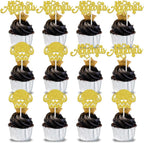 12Pcs Aquarius Cupcake Topper, Big Aquarius Energy/Aquarius Season, 12 Constellation January/Febuary Birthday Cupcake Decoration, Horoscope Astrology Birthday Party Supplies, Gold Glitter