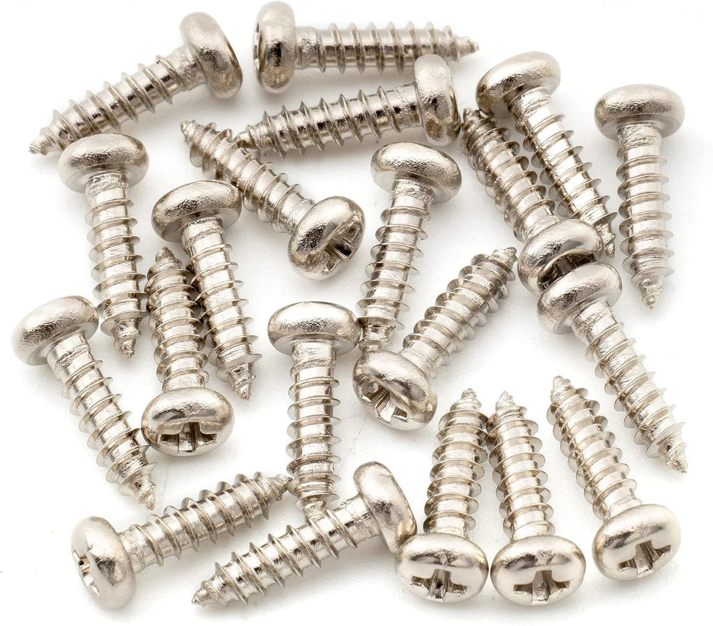 Musiclily Ultra 2.5x10mm Stainless Steel Tuning Pegs Keys Screws for Electric Acoustic Classical Guitar Tuners Machine Heads, Nickel (Set of 20)
