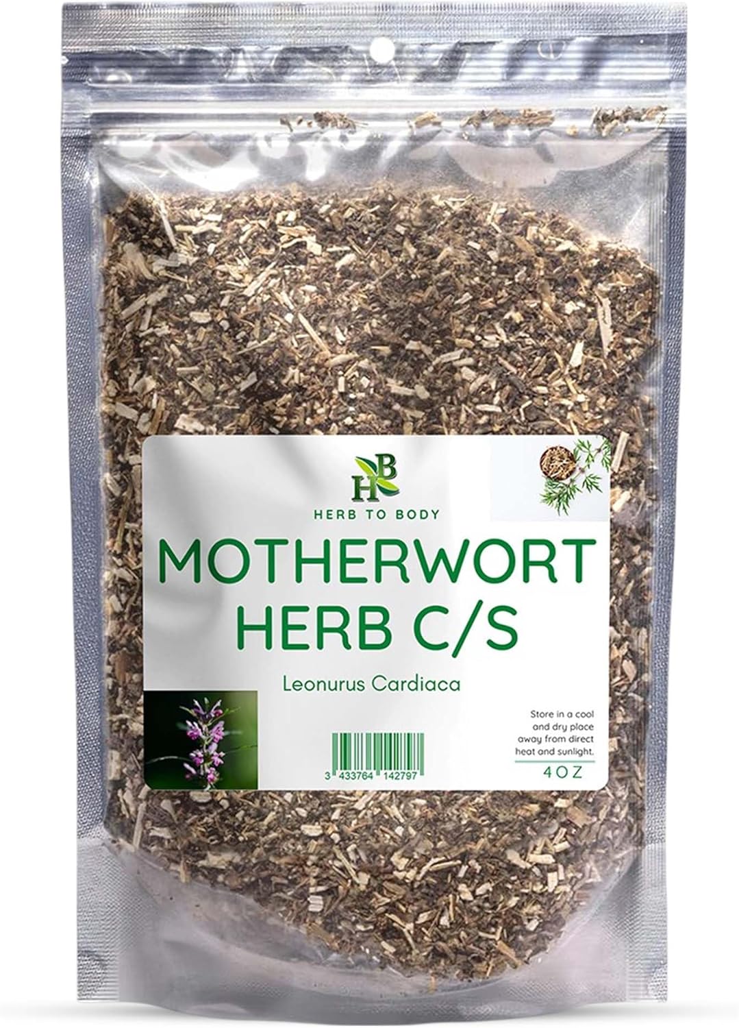 Herb To Body Motherwort Herb Cut & Sifted – 4 oz, Wildcrafted Leonurus Cardiaca for Herbal Tea, Motherwort Tincture, and Natural Wellness Uses