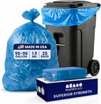 Plasticplace 95 Gallon Recycling Trash Bags, 61"W x 68"H, 1.5 Mil, Blue, 25 Count (Pack of 1)