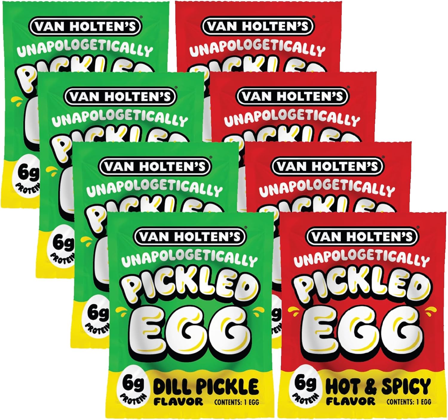 VAN HOLTEN’S – Unapologetically Pickled Eggs Variety Pack – Half Hot & Spicy, Half Original – Ready-to-Eat Pickled Egg Snack – Bold Tangy Flavor – Low Carb, All Natural, Zero Sugar