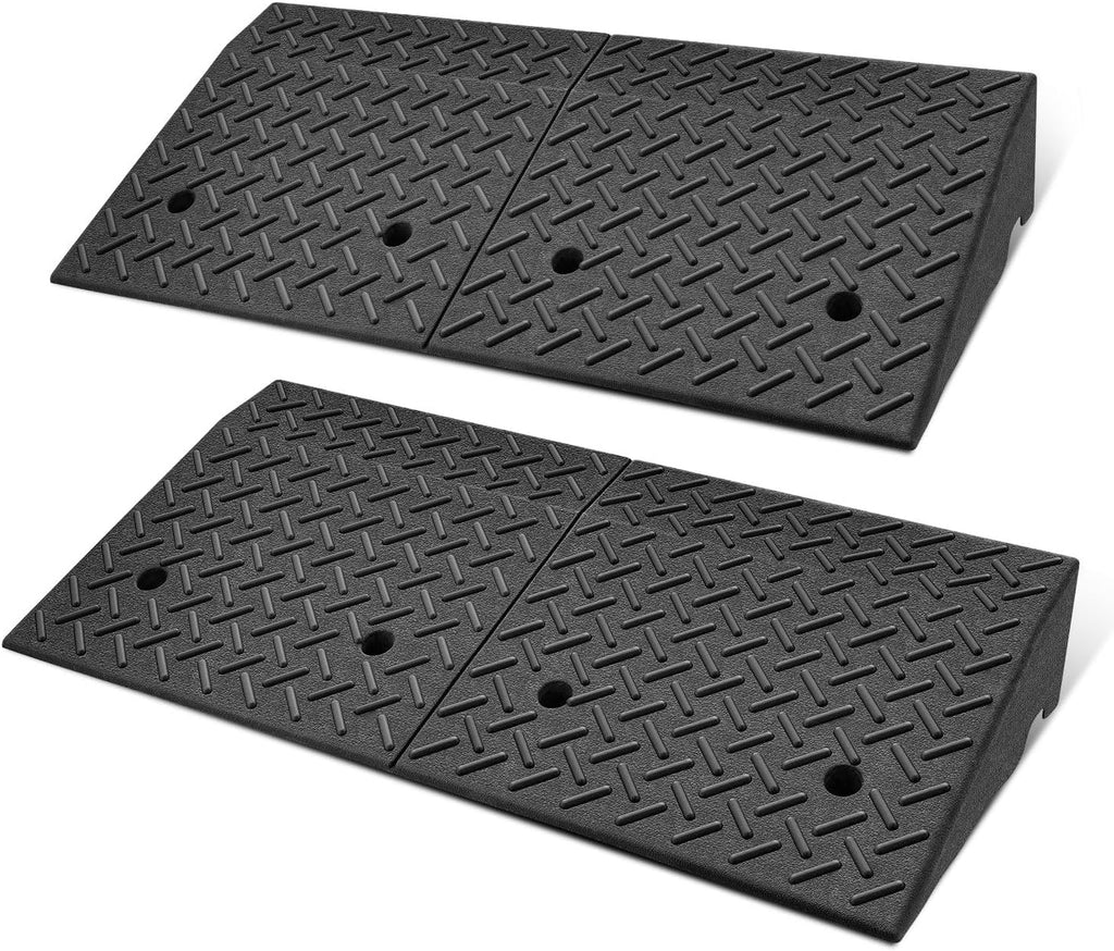 DNA Motoring 2pcs 6.3" Rise Rubber Curb Ramp Heavy Duty Loading Driveway Ramp Threshold Ramp 38.5 in L x 19.6 in W x 6.3 in H for Loading Dock, Warehouse, Motorcycles, Cars, TOOLS-00652X2