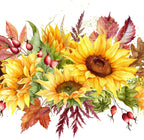 20 Napkins Autumn Sunflowers on Autumn Leaves as Table Decoration Paper Napkins with Motif Also for Decoupage and Decoupage 33 x 33 cm