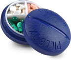 Pill Box Round for Travel - Mini Compact Portable 4 Compartment Pills Case Organizer, Vitamin and Medication Dispenser Holder for Up to 4 Times A Day, BPA Free Pill Reminder by MEDca