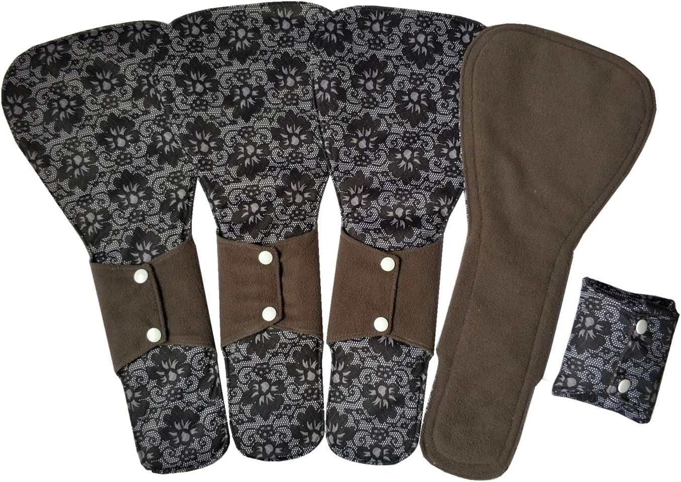 MUMBABY 5 Pieces 16inch Ultra-deep Sleep Charcoal Bamboo Mama Cloth/Menstrual Pads/Reusable Sanitary Pads