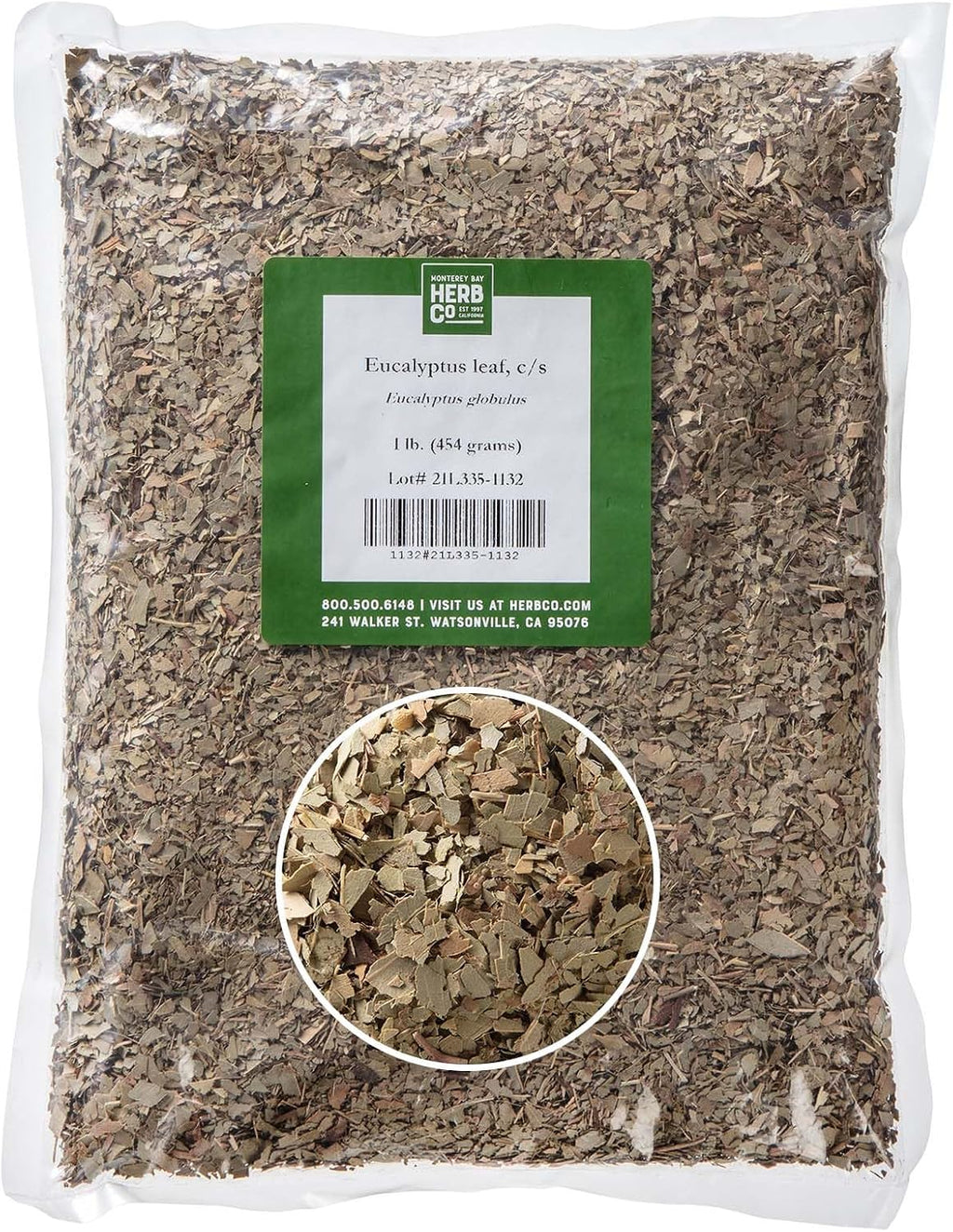 Eucalyptus Leaf Cut & Sifted, by Herb Co, Eucalyptus Globulus, Blue Gum, Australian Fever Tree, from Morocco, Kosher, for Infused Oils, Liniments, Inhalers, Skin Creams, Sachets & Potpourri, 1 lb