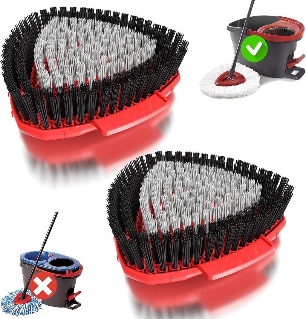 2 Pack Upgraded Spin Mop Replacement Scrub Brush Heads Compatible with Ocedar EasyWring 1 Tank,Full Bristle Scrubber Replace Great for Kitchen, Bathroom, Pools,Deck Hard Floor Cleaning