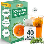 LeafLea 40 Premium Rosemary Tea Bags from 100% Natural Rosemary Leaves, Herbal Tea for Gentle Digestive Comfort, Te De Romero Earthy Taste & Light Aroma, Caffeine-Free, Sugar-Free, Non-GMO