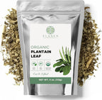 Elanen Naturals Organic Plantain Leaf 4 oz. (113g), USDA Certified Organic Dried Broadleaf Plantain Tea, Dried Plaintain Herb, Cut & Sifted