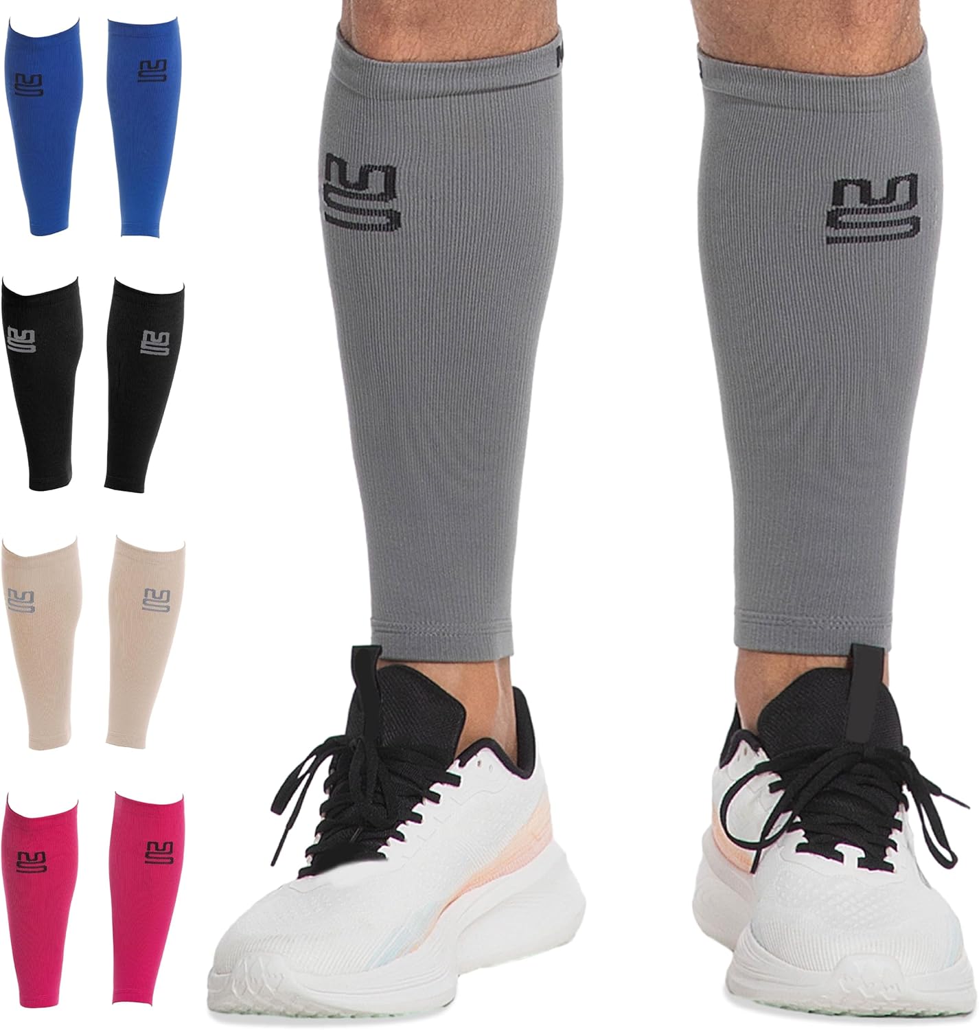 Modetro Sports Calf Compression Sleeves - Leg Sleeves for Men and Women - Shin Splint Relief Support Brace Running Flights