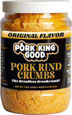 Pork King Good Low Carb Keto Diet Pork Rind Breadcrumbs! Perfect For Ketogenic, Paleo, Gluten-Free, Sugar Free and Bariatric Diets (Original) (Original, 12 Oz Jar)